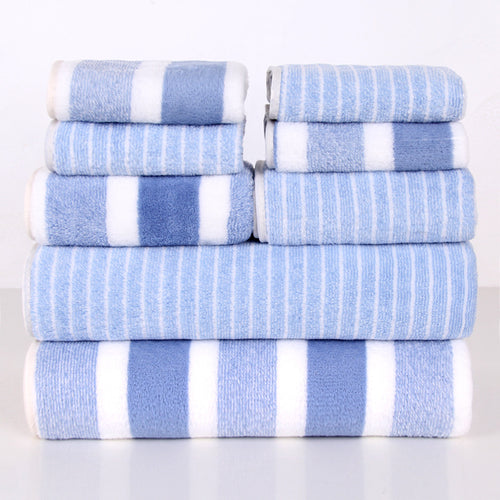 8 Piece Coral Fleece Towel Set - Thick Soft Absorbent Bath, Hand & Face Towels