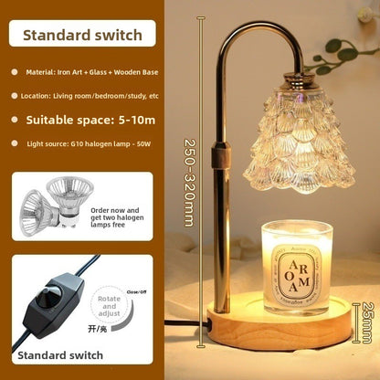 Candle Warmer Lamp - Adjustable Height Wax Melting Lamp with Timer & Glass Shade
