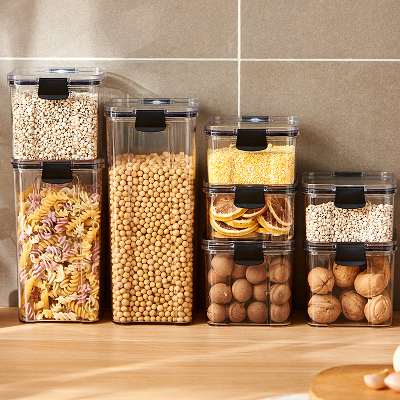 Airtight Food Storage Containers–BPA-Free Grain & Cereal Storage Set, Stackable Kitchen Pantry Organisers, Clear Plastic Containers