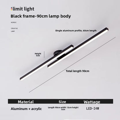 Modern Linear LED Ceiling Light - Dimmable Minimalist Ceiling Light for Living Room & Bedroom