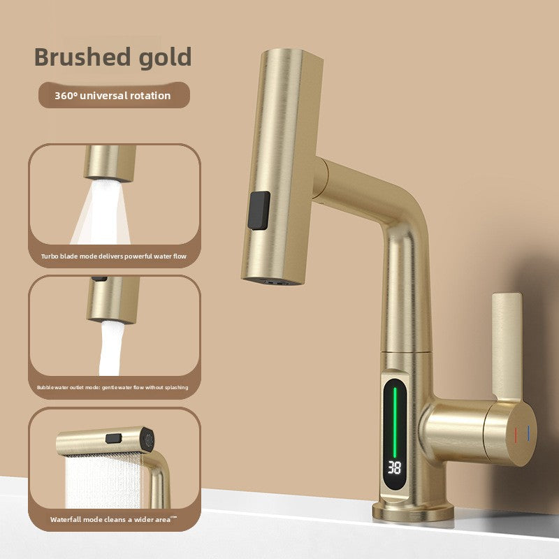 Digital Temperature Pull-Out Kitchen Mixer Tap - 360° Swivel Multifunction Faucet