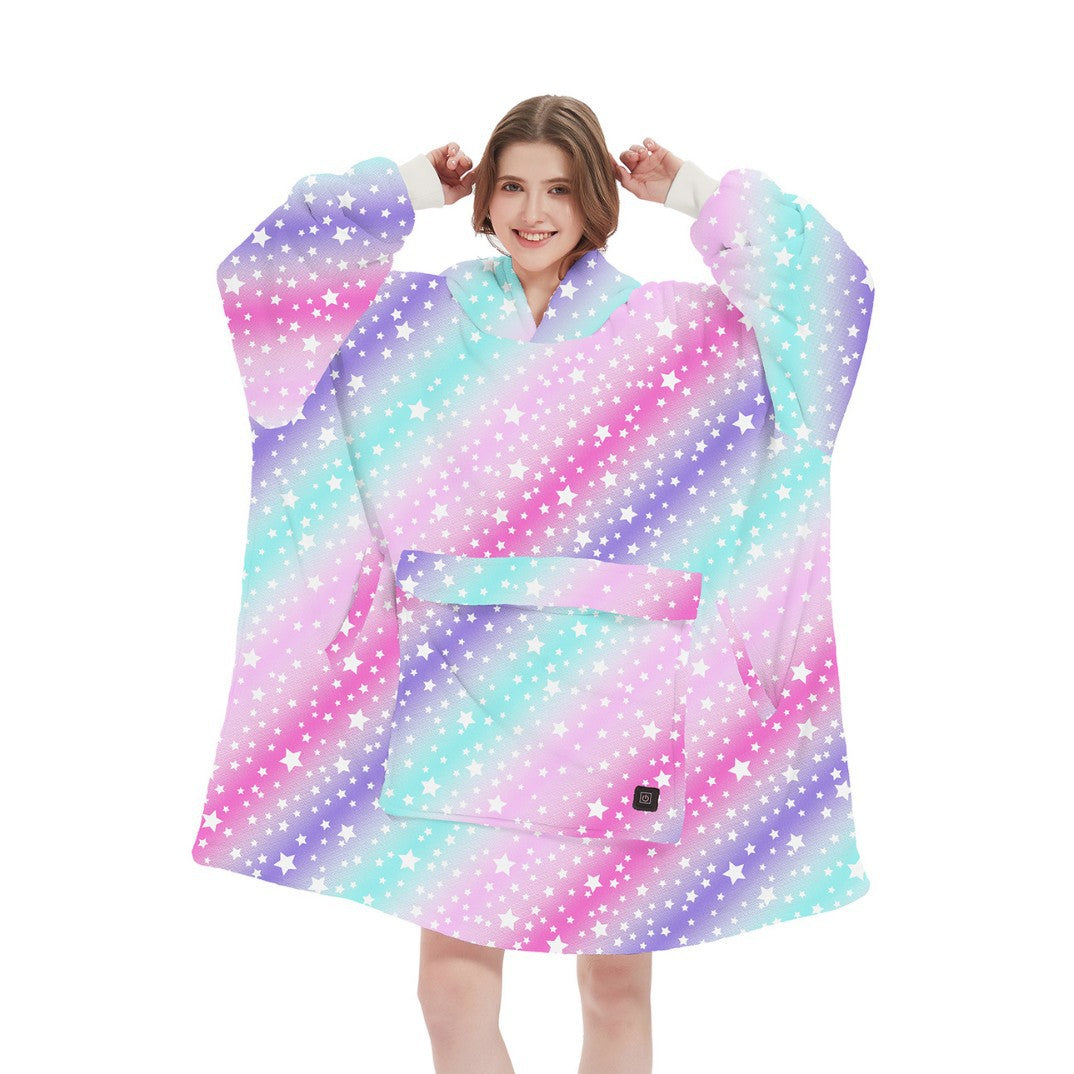 USB Heated Hooded Blanket - Oversized Double-Layer Flannel Wearable Blanket for Winter & Cosy Lounging
