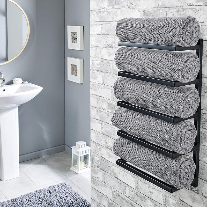 5-Tier Wall-Mounted Towel Rack – Space-Saving Bathroom Towel Holder