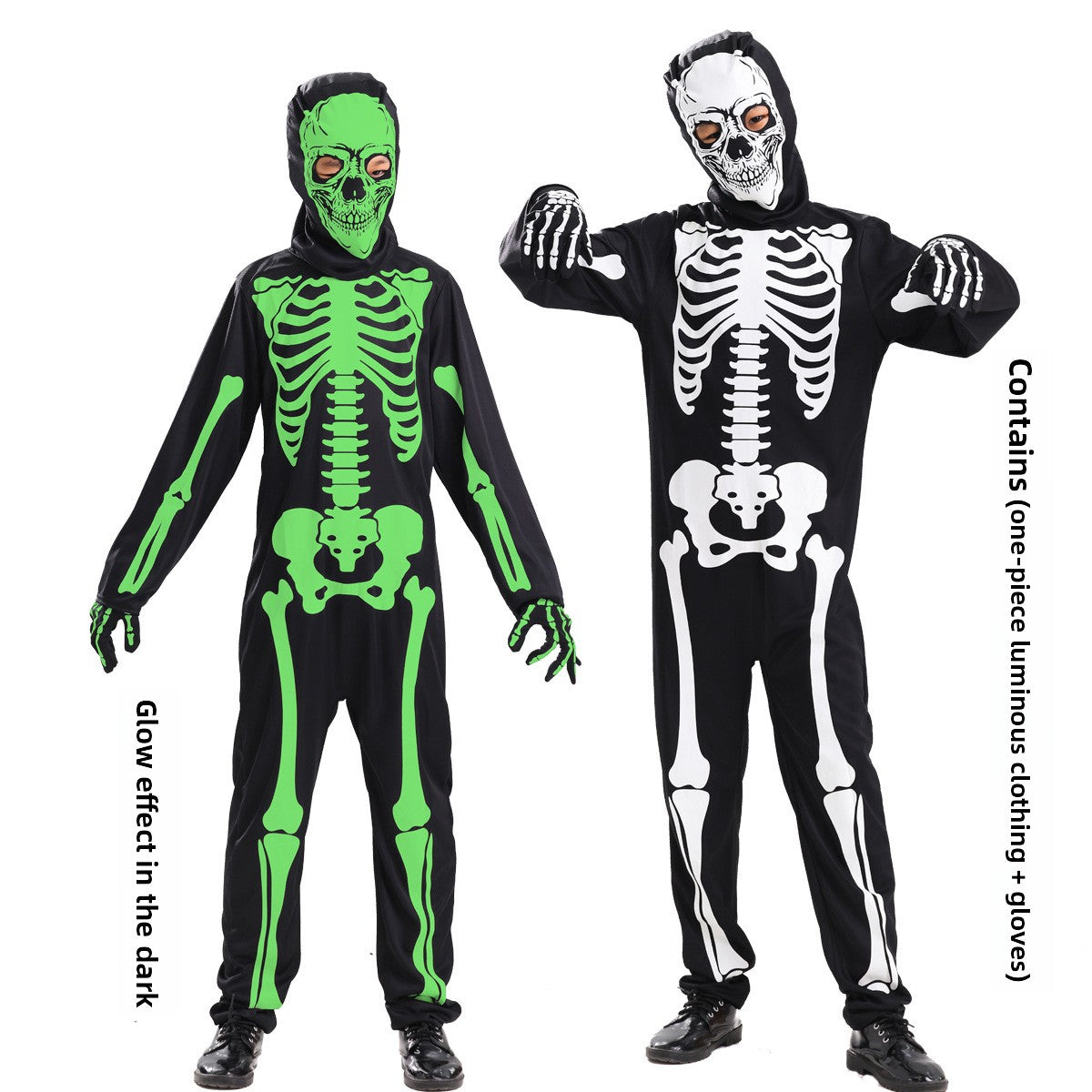 Glow-in-the-Dark Halloween Costume – Grim Reaper & Skull Cosplay Set
