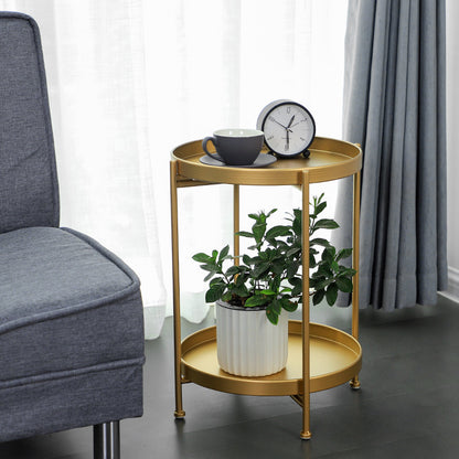 Nordic Metal Side Table–Modern Bedside Table, Living Room Accent Table & Small Storage Table