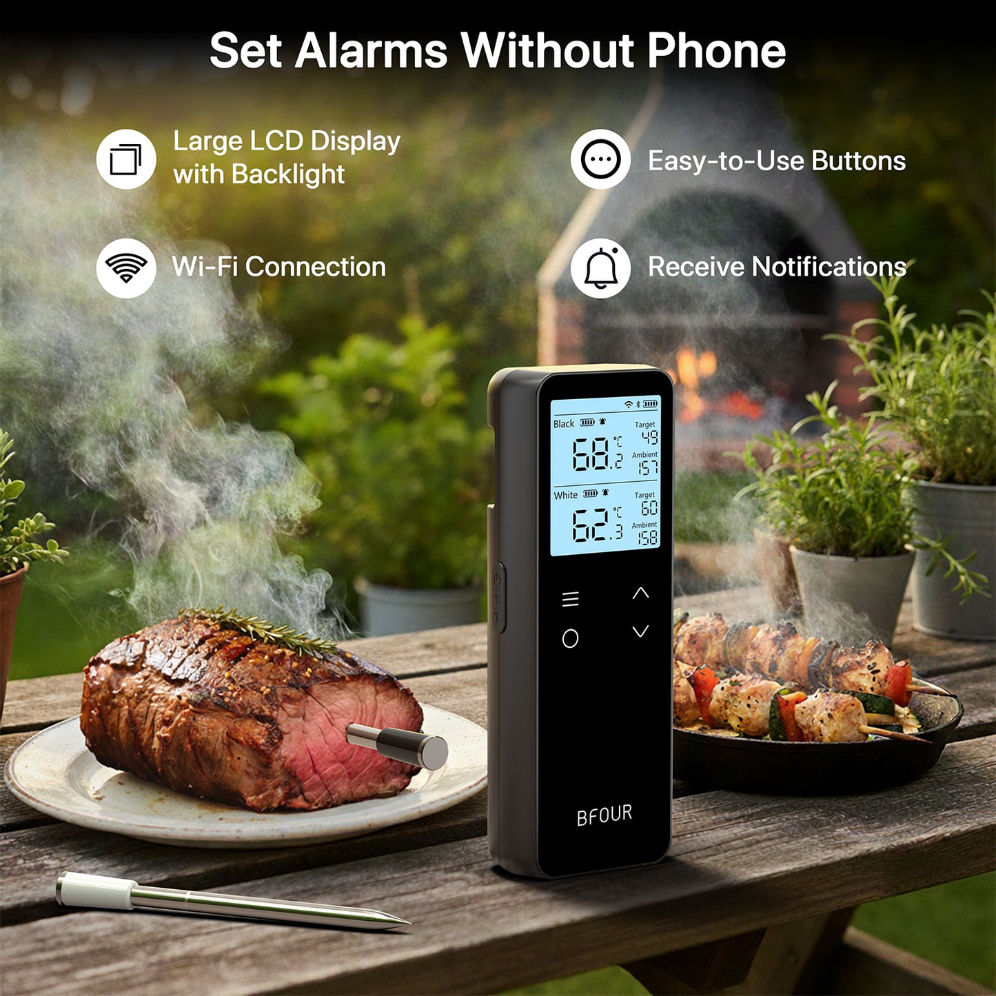 Smart Wireless Meat Thermometer–WiFi & Bluetooth BBQ Temperature Probe