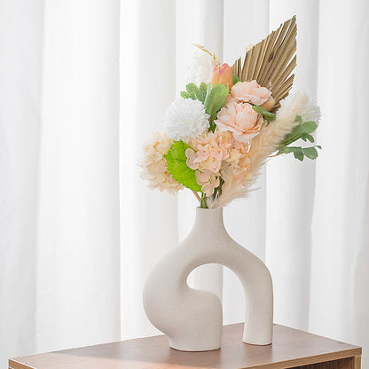 Nordic Ceramic Vase–Minimalist Matte White Flower Vase, Modern Home Decor for Living Room & Table