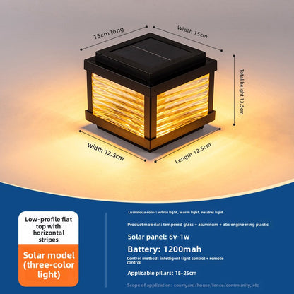 Solar LED Pillar Light - IP65 Waterproof 3 Colour Outdoor Garden Post Light