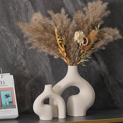 Nordic Ceramic Vase–Minimalist Matte White Flower Vase, Modern Home Decor for Living Room & Table