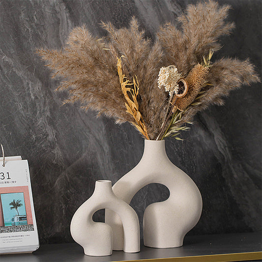 Nordic Ceramic Vase–Minimalist Matte White Flower Vase, Modern Home Decor for Living Room & Table