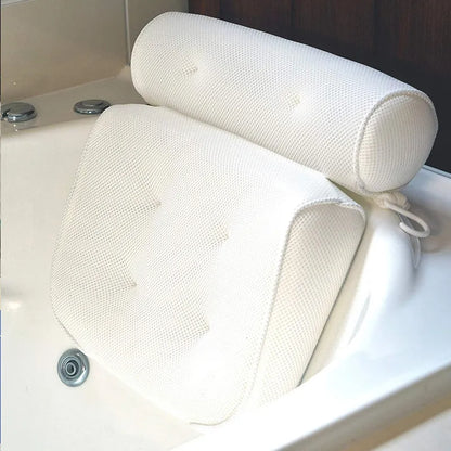 Luxury Mesh Bath Pillow-Spa Bathtub Headrest Cushion with Suction Cups-Soft Neck & Back Support Bath Pillow