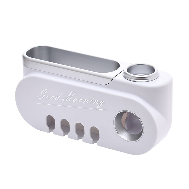 Luxury Toothbrush Holder with Toothpaste Dispenser-Wall Mounted Bathroom Organiser-Automatic Toothpaste Squeezer Set