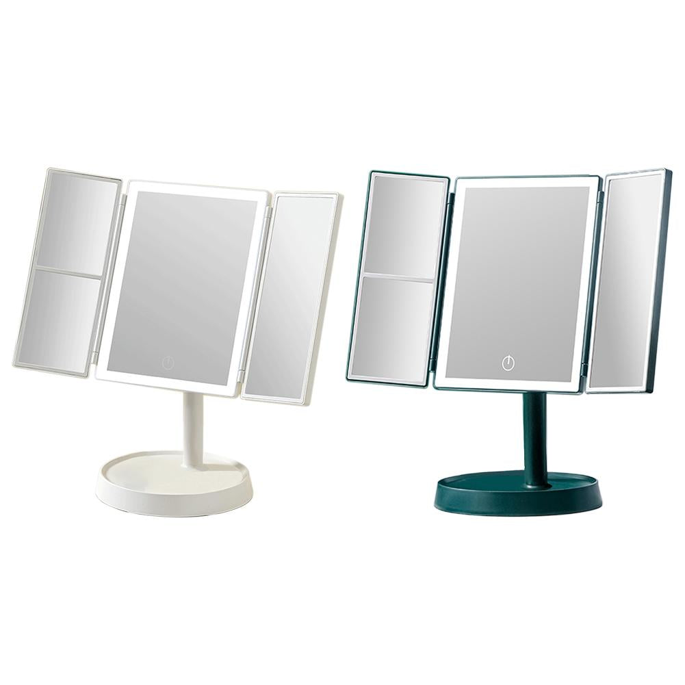 LED Vanity Mirror–Portable Folding Makeup Mirror with Adjustable Daylight Lighting