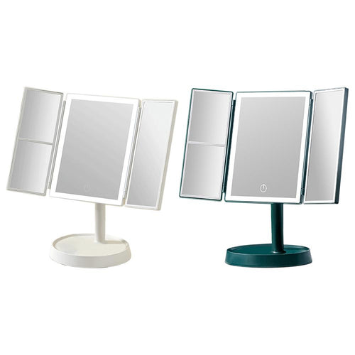 LED Vanity Mirror–Portable Folding Makeup Mirror with Adjustable Daylight Lighting