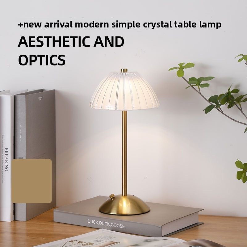 Rechargeable Crystal LED Table Lamp - Touch Control Cordless Bedside Night Light