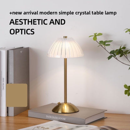 Rechargeable Crystal LED Table Lamp - Touch Control Cordless Bedside Night Light