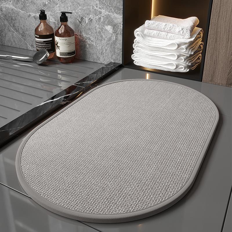 Super Absorbent Non-Slip Bath Mat - Quick Dry Linen Bathroom Floor Rug