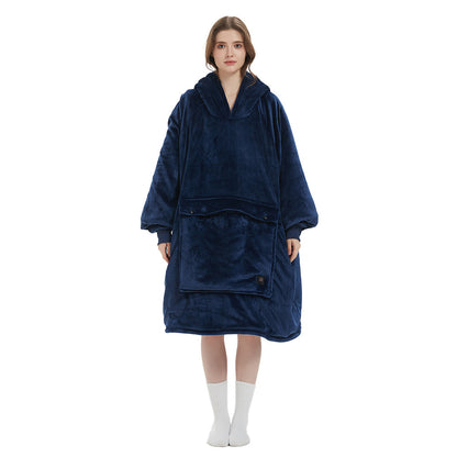 USB Heated Hooded Blanket - Oversized Double-Layer Flannel Wearable Blanket for Winter & Cosy Lounging