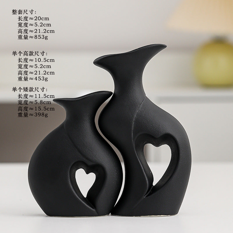 Ceramic Double Vase Set–Modern Nordic Decorative Flower Vases for Living Room & Table Décor