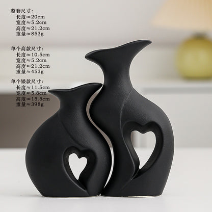 Ceramic Double Vase Set–Modern Nordic Decorative Flower Vases for Living Room & Table Décor