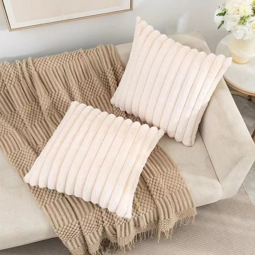 Plush Faux Fur Cushion Cover–Soft Rabbit Fur Pillowcase 45x45cm, Decorative Throw Pillow Cover for Home Décor
