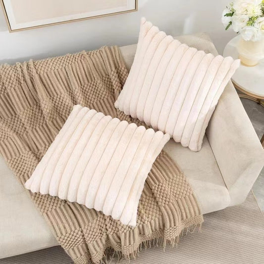 Plush Faux Fur Cushion Cover–Soft Rabbit Fur Pillowcase 45x45cm, Decorative Throw Pillow Cover for Home Décor