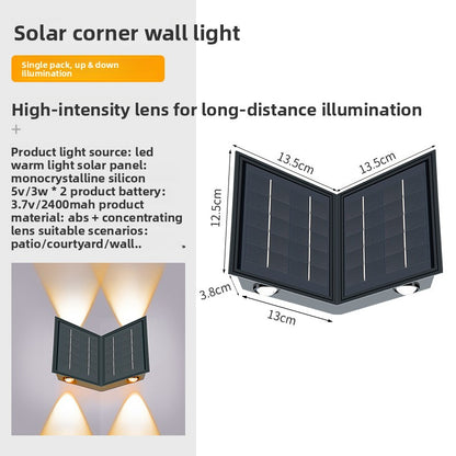 Solar LED Corner Wall Light – IP65 Waterproof Outdoor Garden Light