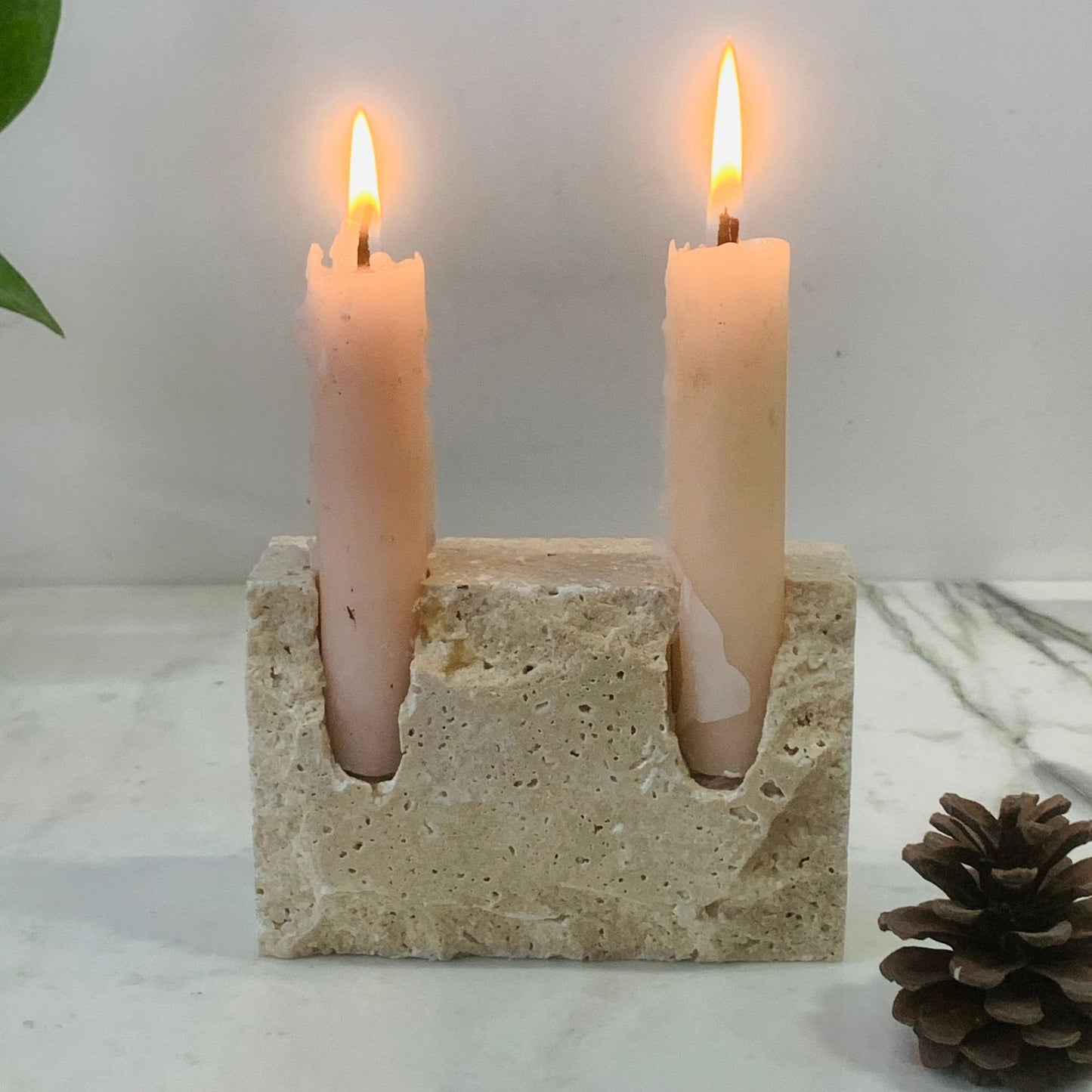 Natural Marble Candle Holder & Incense Burner–Modern Decorative Stone Home Décor Accent
