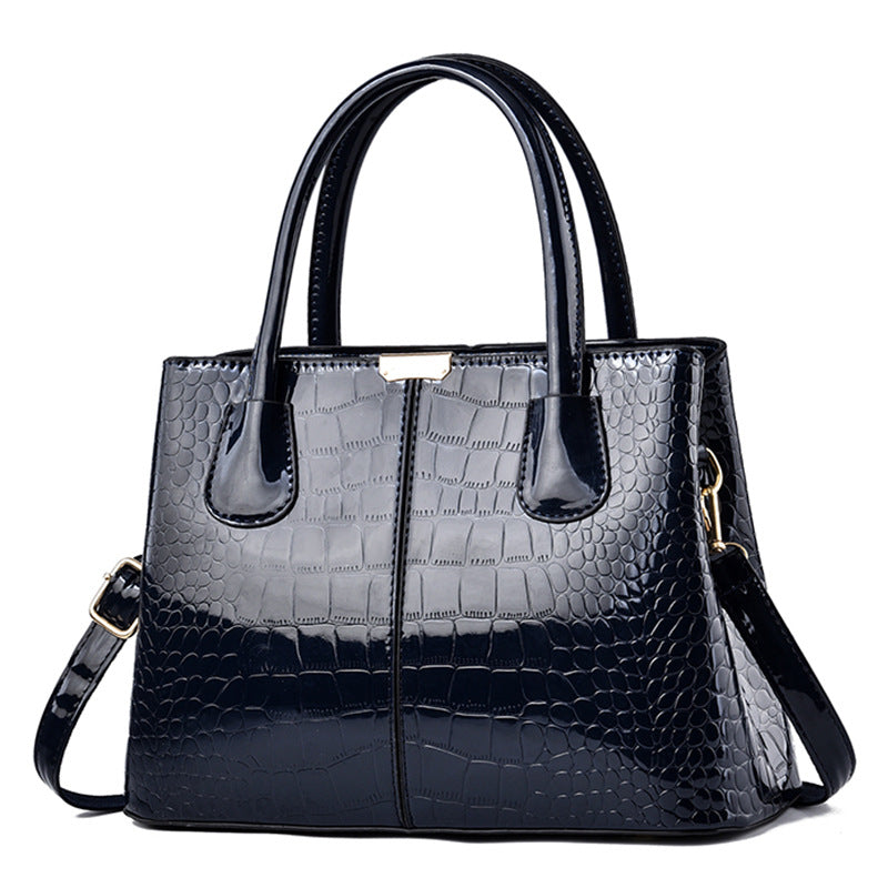 Women's Glossy Stone Pattern Handbag–Large Capacity Designer Shoulder Bag