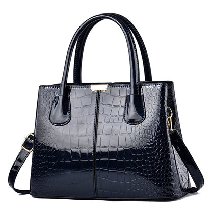 Women's Glossy Stone Pattern Handbag–Large Capacity Designer Shoulder Bag