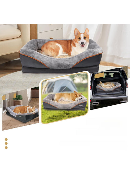 Orthopedic Memory Foam Dog Bed - Supportive Pet Bed with Removable Washable Cover