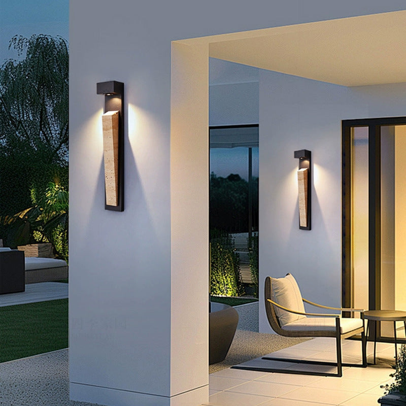 Modern Travertine LED Outdoor Wall Light–Waterproof Luxury Exterior Wall Lamp