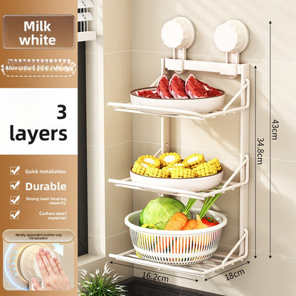 3-Tier Wall-Mounted Kitchen Storage Rack – No-Drill Organiser Shelf
