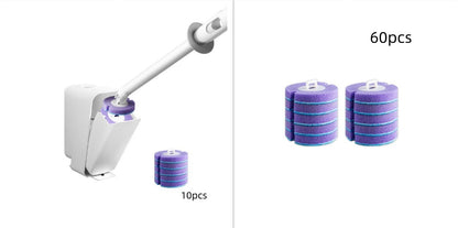 Disposable Toilet Brush Set-Replaceable Head Toilet Cleaning Brush-Hygienic No-Touch Bathroom Cleaner