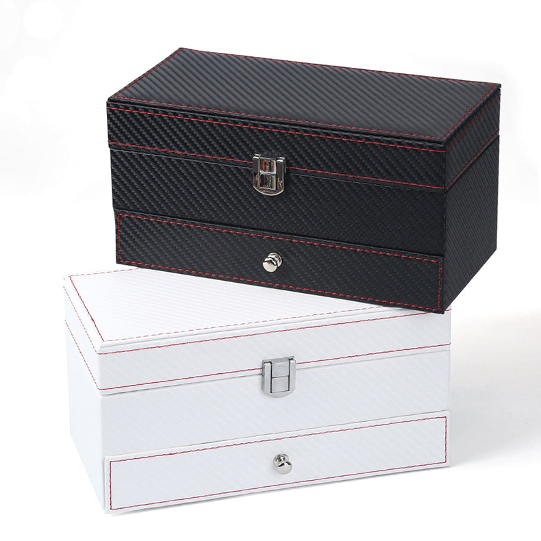 Double Layer Jewelry Box–Leather & Wood Jewellery Storage Organiser Case for Rings, Earrings & Necklaces (Luxury Display Box)