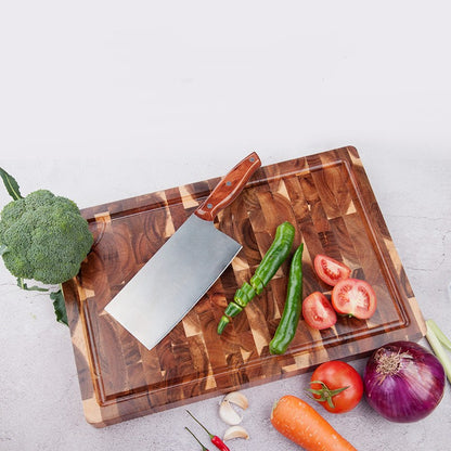 Wood Splicing Cutting Board–Large Non-Slip Wooden Chopping Board for Kitchen Prep & Serving