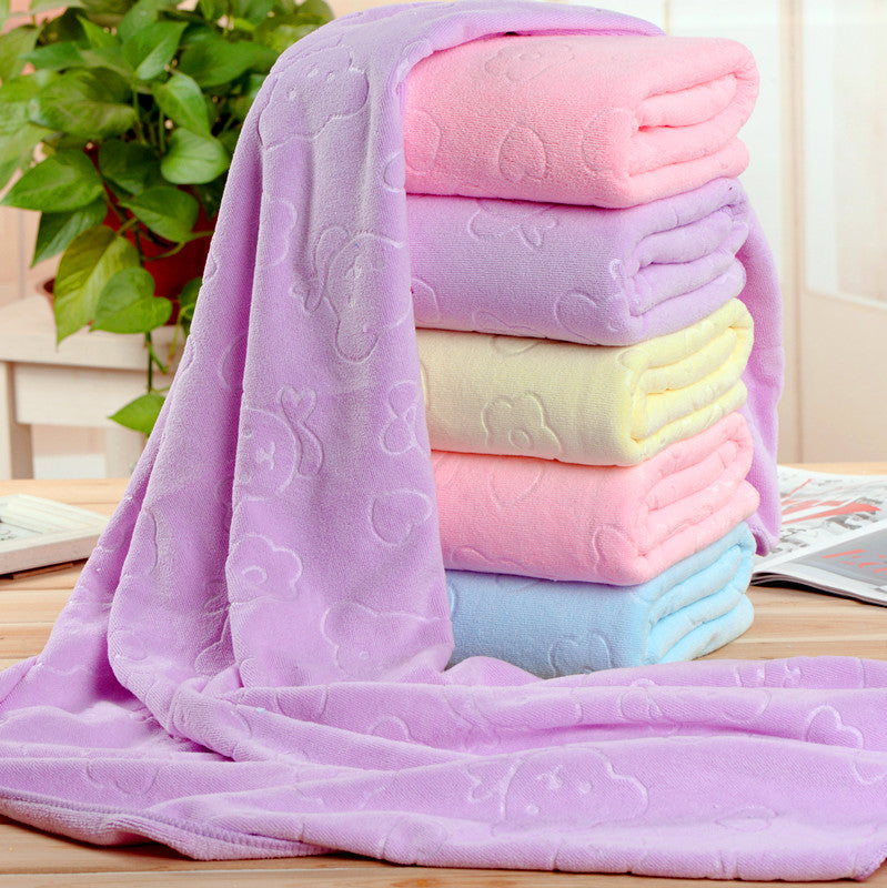 Kids Cartoon Bear Bath Towel 70x140cm-Soft Microfiber Children’s Towel-Super Absorbent Cute Baby & Toddler Towel