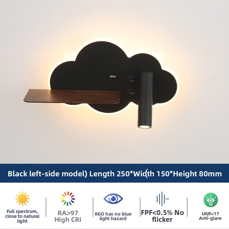 Modern Shaped LED Wall Reading Light with USB - Dimmable Bedside Wall Lamp