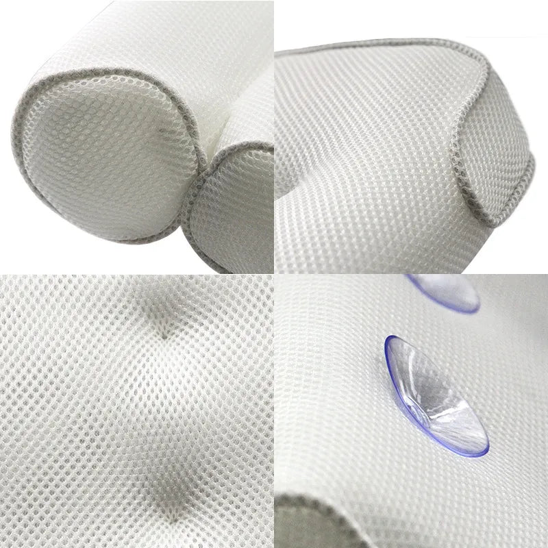 Luxury Mesh Bath Pillow-Spa Bathtub Headrest Cushion with Suction Cups-Soft Neck & Back Support Bath Pillow