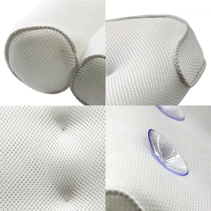 Luxury Mesh Bath Pillow-Spa Bathtub Headrest Cushion with Suction Cups-Soft Neck & Back Support Bath Pillow