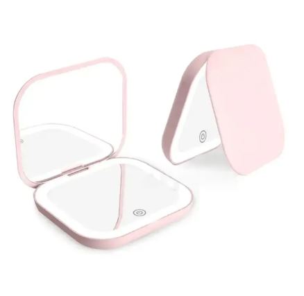 Compact LED Makeup Mirror–Rechargeable Travel Vanity Mirror with 1X/3X Magnification