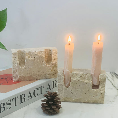 Natural Marble Candle Holder & Incense Burner–Modern Decorative Stone Home Décor Accent