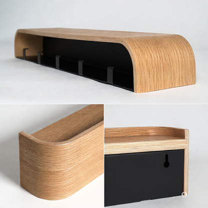 Solid Wood Wall Mounted Coat Rack - Modern Wooden Entryway Hooks for Coats, Bags & Accessories