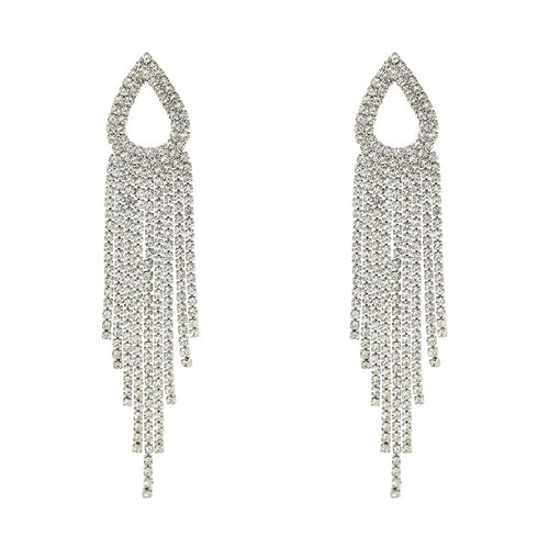 Geometric Tassel Chain Earrings–Alloy Drop Earrings with Silver Needle, Brown & Bronze Statement Jewellery