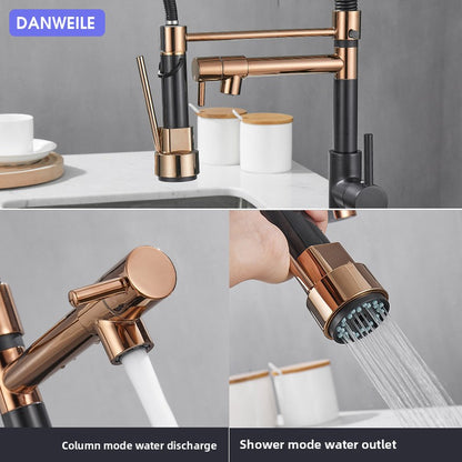 Luxury Pull-Out Spring Kitchen Mixer Tap–Commercial Style Hot & Cold Sink Faucet