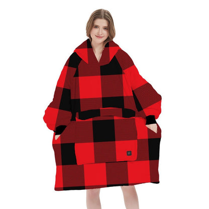 USB Heated Hooded Blanket - Oversized Double-Layer Flannel Wearable Blanket for Winter & Cosy Lounging