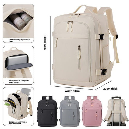 Waterproof Travel Backpack–Airline Carry-On Backpack with Dry & Wet Separation & 15-Inch Laptop Compartment