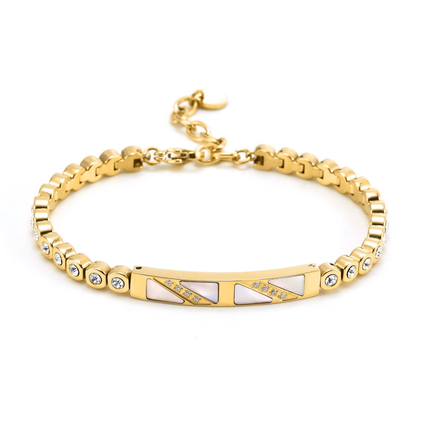 Diamond Shell Bracelet–Titanium Steel Luxury Bracelet, Geometric Irregular Design Jewellery (Gold, Rose Gold & Steel)