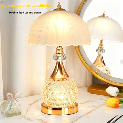 Luxury Crystal Table Lamp–Modern USB Touch Bedside Lamp With Ambient Lighting