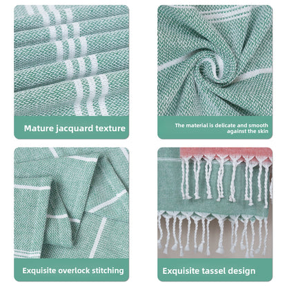 Oversized Tassel Beach Towel–Quick-Dry Cotton Blend Tassel Beach Blanket
